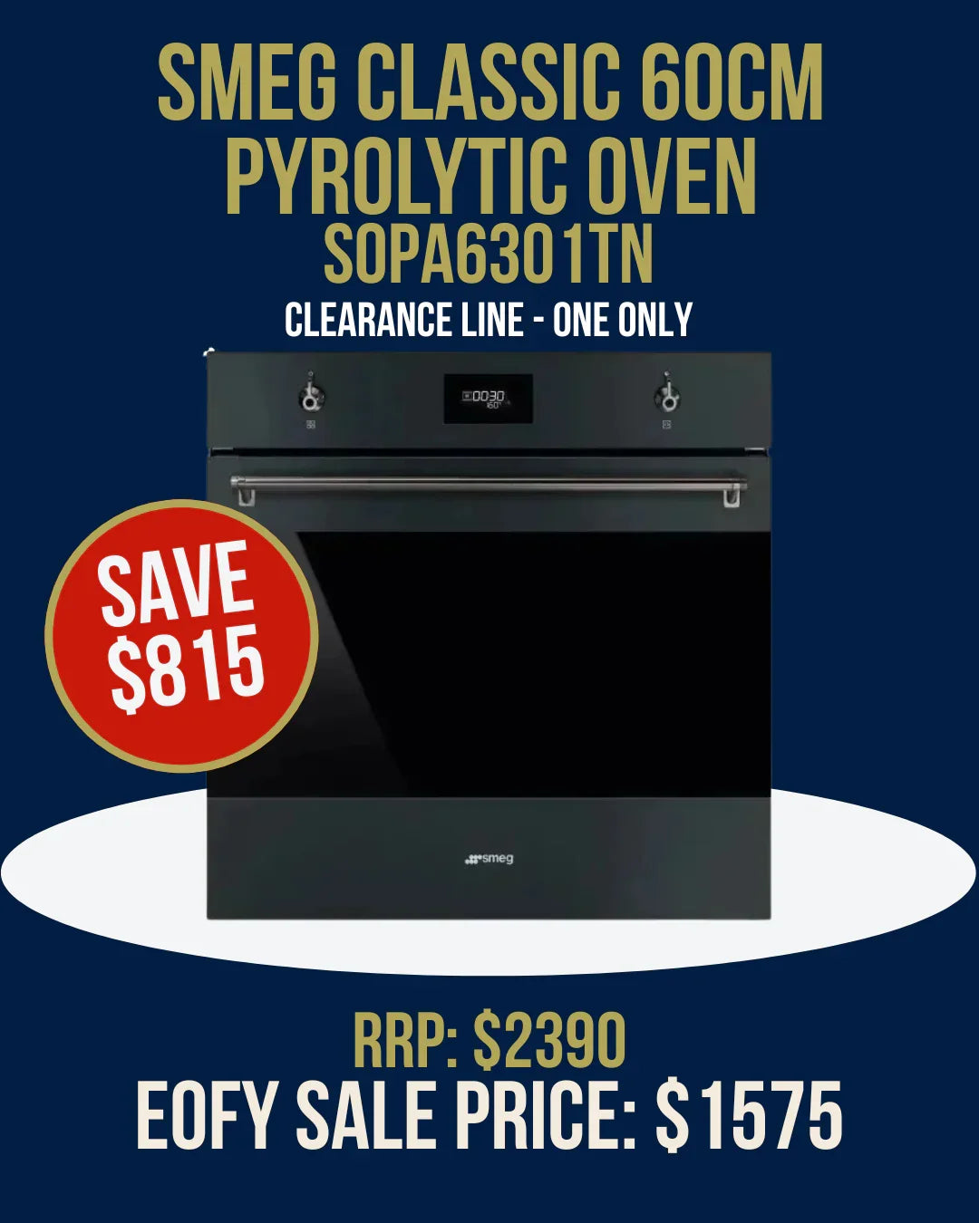SMEG Classic 60cm Pyrolytic Oven SOPA6301TN with clearance sale discount