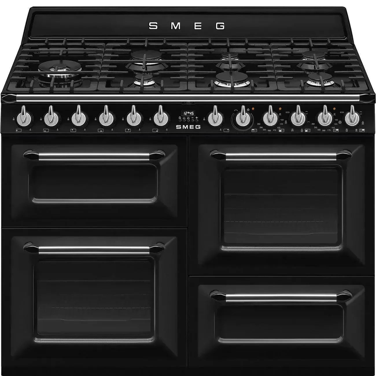 Falcon premium European glass black upright 1100mm induction cooker with sleek design