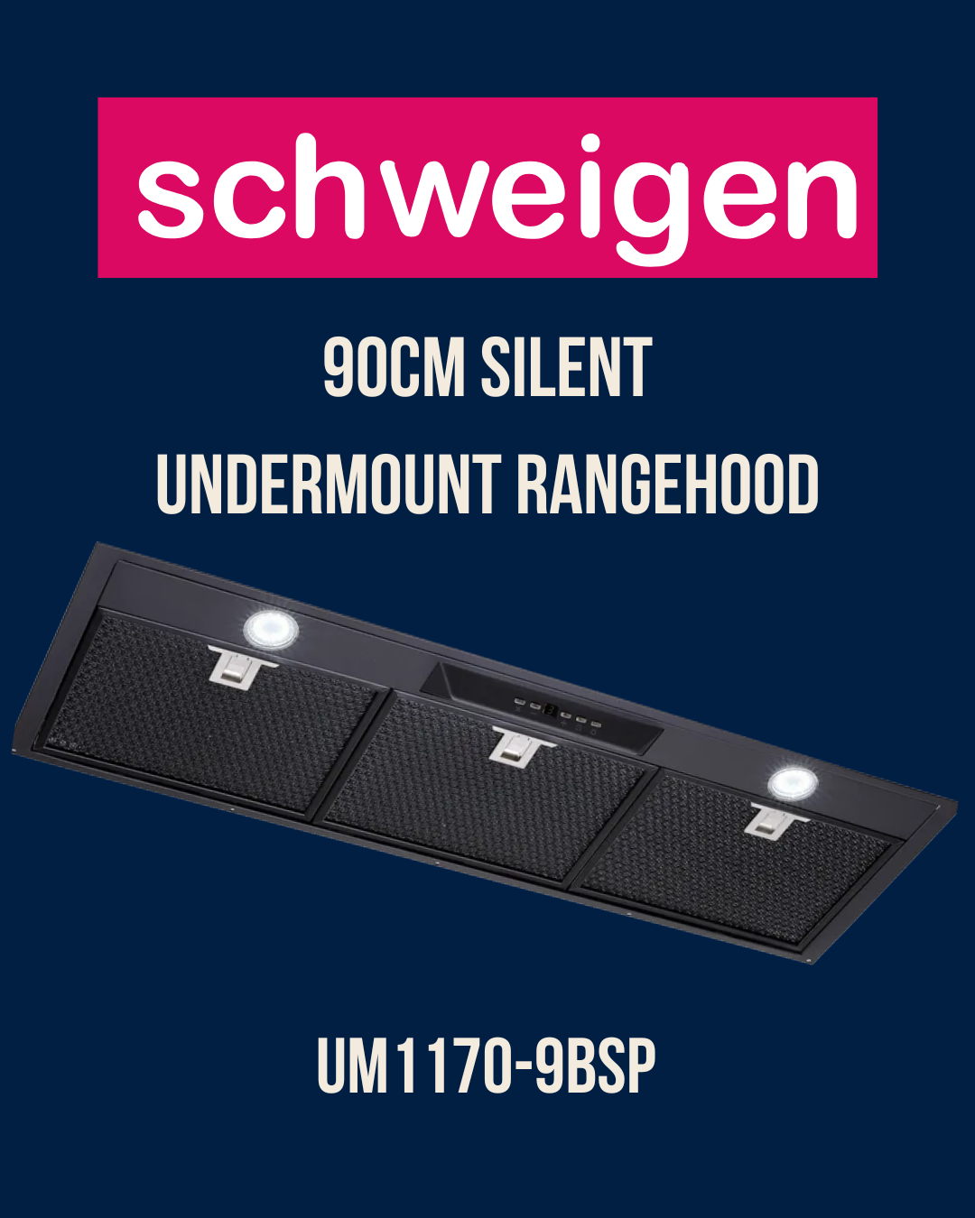 Schweigen 90cm Silent Black Undermount Rangehood - UM1170-9BSP