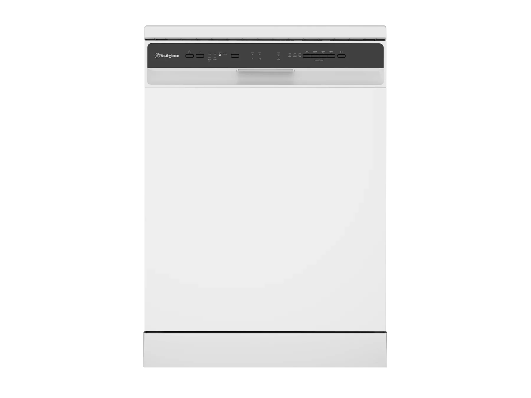 White Westinghouse dishwasher with black control panel