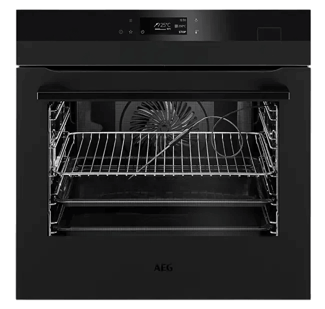 AEG 60cm SteamCrisp Pyroluxe Oven - Black - newtonshomeappliances
