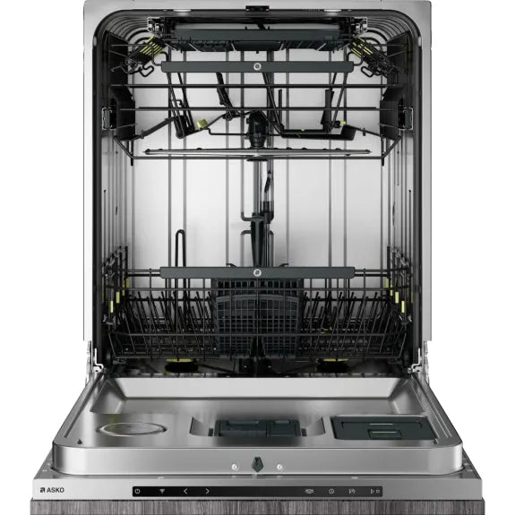 ASKO built-in dishwasher with stainless steel interior and adjustable racks for modern kitchen appliances