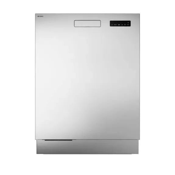 Stainless steel built-in dishwasher with sleek control panel for modern kitchen appliance design