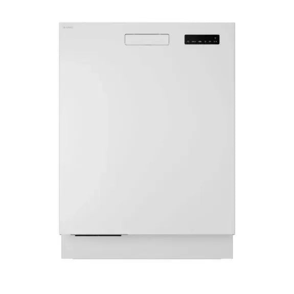 Sleek white built-in dishwasher with digital control panel for modern kitchen design