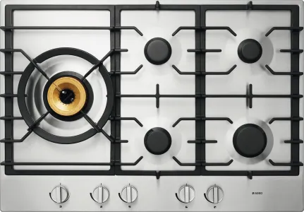 Falcon premium European glass black upright 1100mm induction cooker with gas burners and control knobs