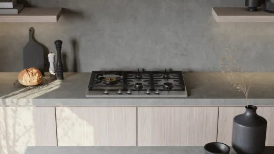 Falcon premium European glass black upright 1100mm induction cooker in modern kitchen
