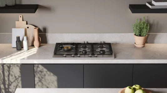 Falcon premium European glass black upright 1100mm induction cooker in modern kitchen