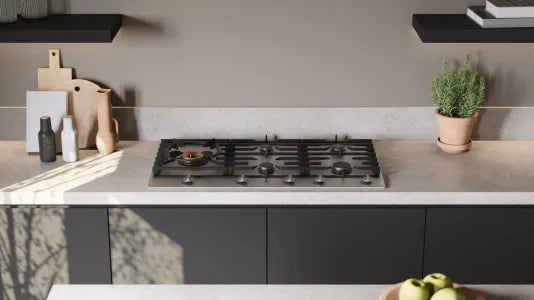 Falcon premium European glass black upright 1100mm induction cooker in modern kitchen
