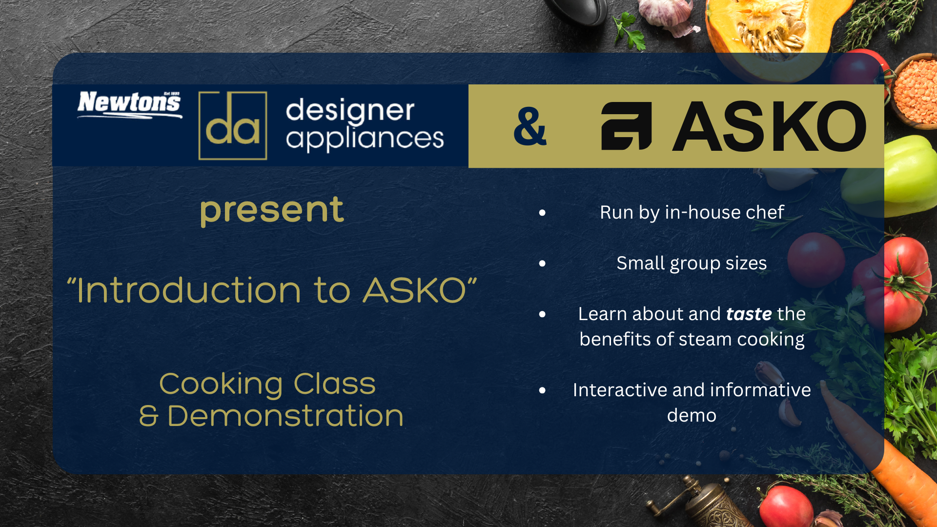 ASKO Cooking Demonstration - Saturday September 12th