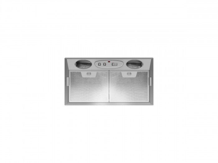 Underside of the La Germania 52cm Under Mount Rangehood KIN52PRO1XD showing two removable filters, lights and slider controls.