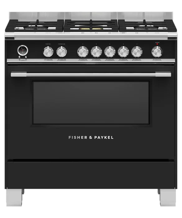 Fisher & Paykel black induction cooker with European glass design and stainless steel controls
