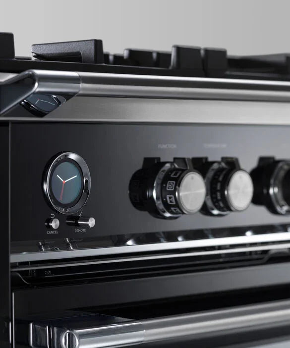 Falcon premium European glass black upright 1100mm induction cooker with digital timer and control knobs