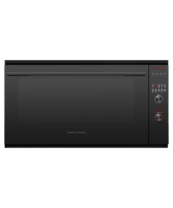Fisher & Paykel black glass upright induction cooker with digital controls