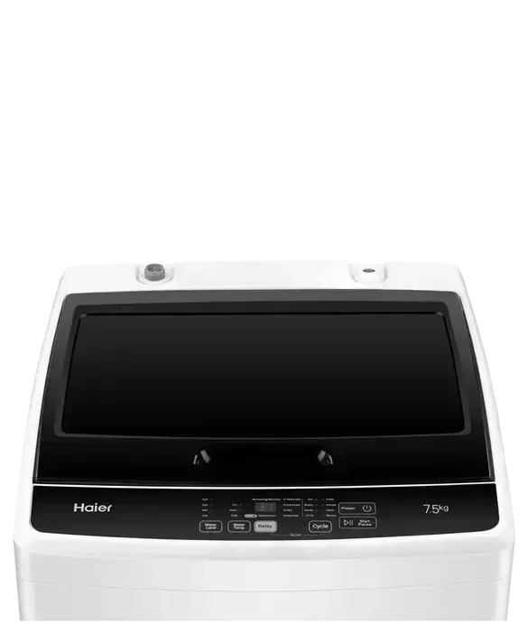 Haier 7.5kg top load washing machine with digital control panel, ideal for modern home laundry needs