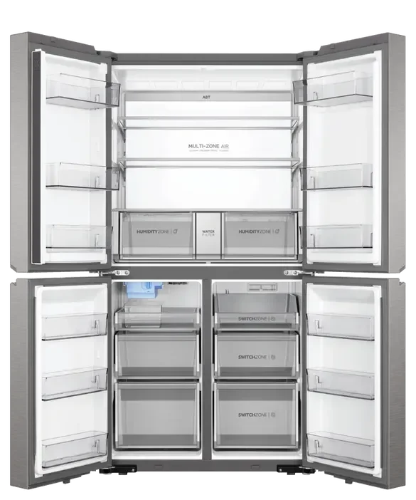 Haier 623L Quad Door Refrigerator Freezer Ice & Water HRF680YPS 600 Series