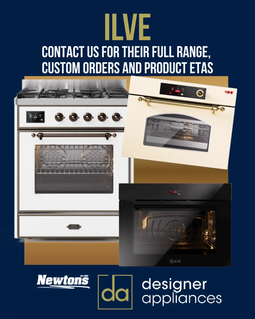 ILVE designer kitchen ranges and ovens from newtonshomeappliances.