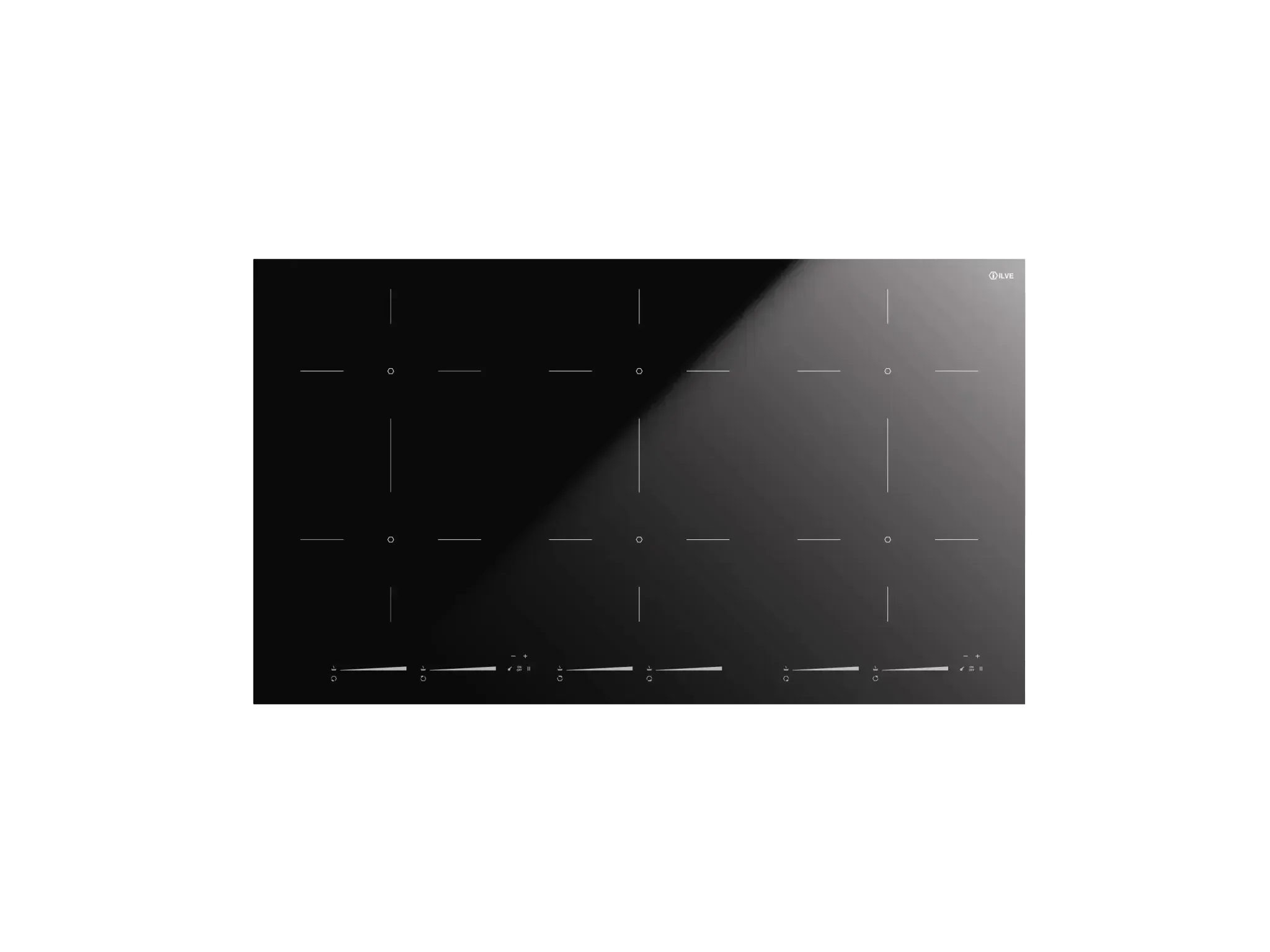 Sleek black induction cooktop with touch controls, modern kitchen appliance design