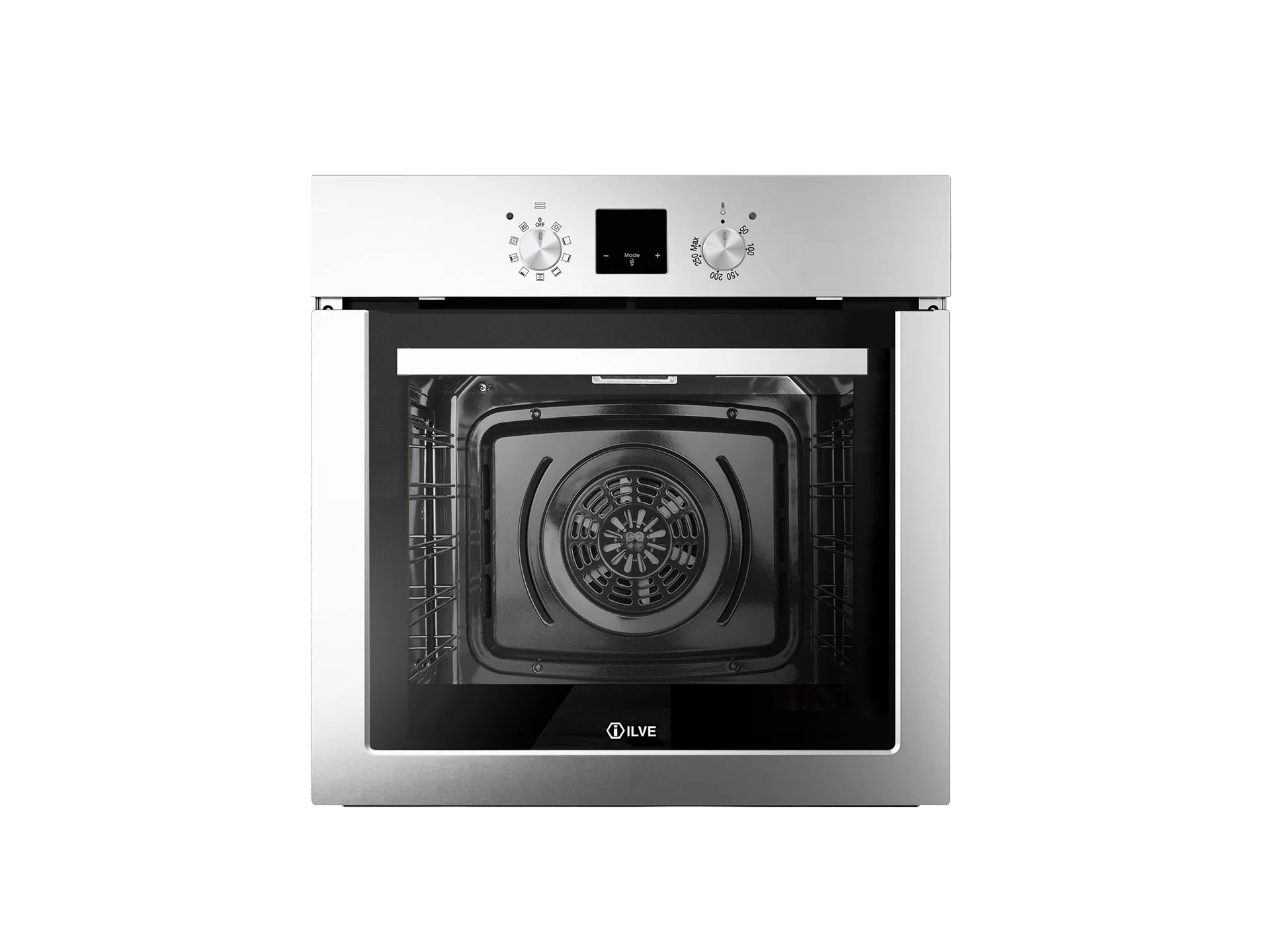 Stainless steel built-in oven with digital display and ILVE branding, ideal for modern kitchen appliance upgrades