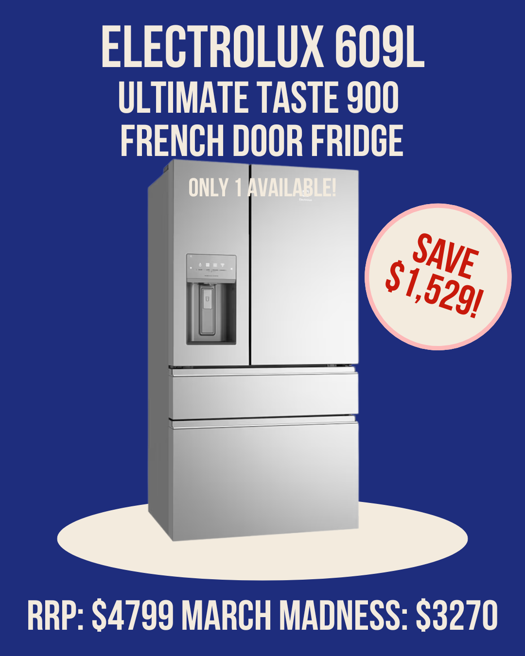 Electrolux 609L UltimateTaste 900 French door fridge - EHE6899SA *Ex-Display*