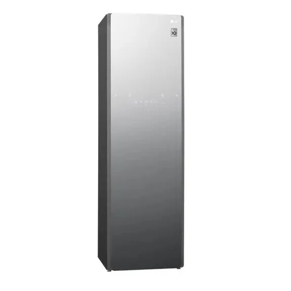 Sleek stainless steel refrigerator with digital controls, modern kitchen appliance for designer homes
