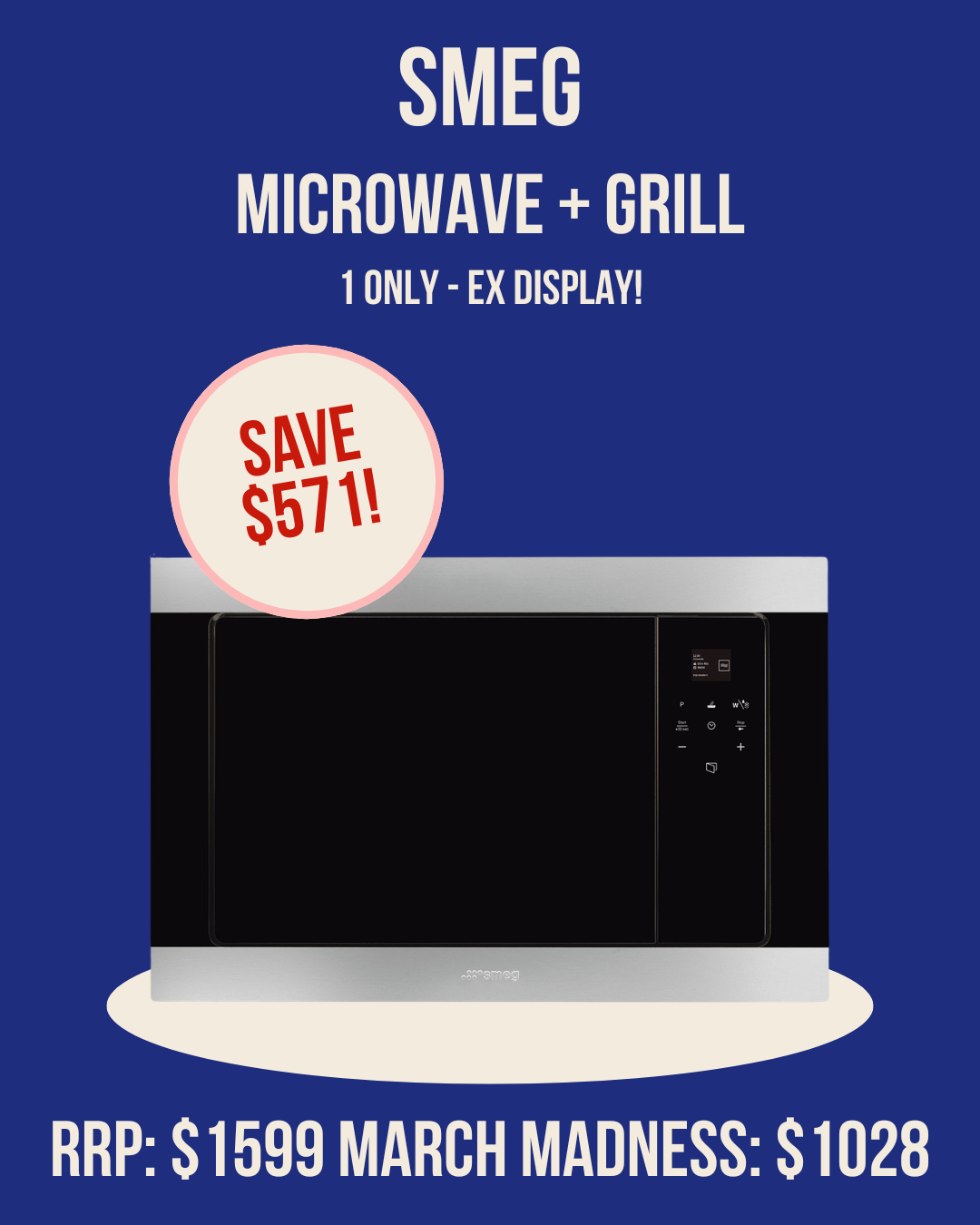 Smeg Built-in Microwave with Grill - FMIA320X2 *Ex-Display*
