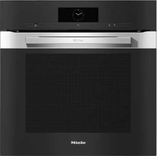 Miele black glass upright induction cooker with digital display and sleek design