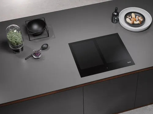 Falcon premium European glass black upright 1100mm induction cooker in modern kitchen setting
