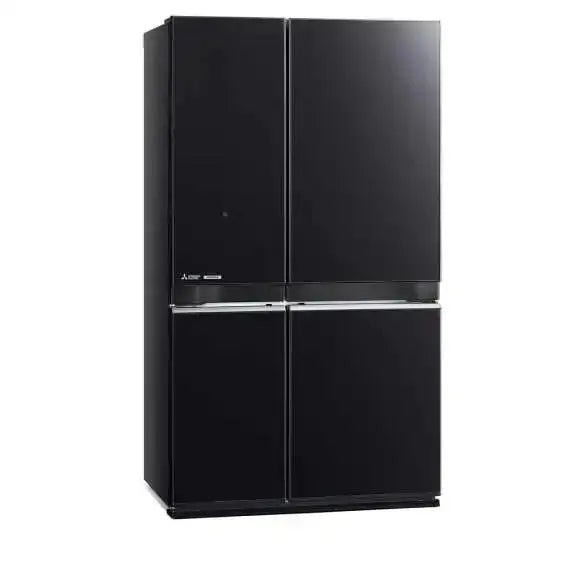 Sleek black four-door refrigerator with modern design for contemporary kitchens