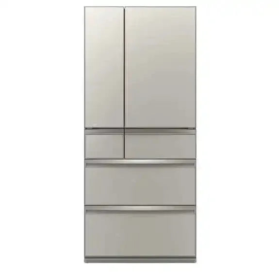 Stainless steel French door refrigerator with bottom freezer drawers for modern kitchen design
