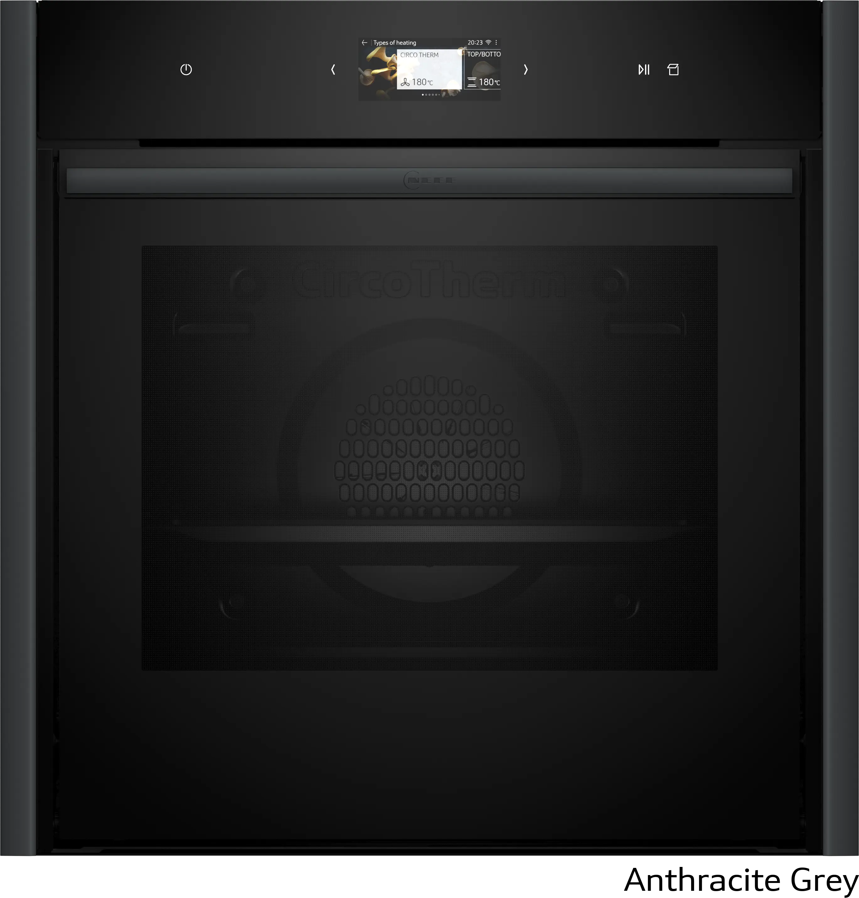 Anthracite grey built-in oven with digital display and CircoTherm function for modern kitchen appliances