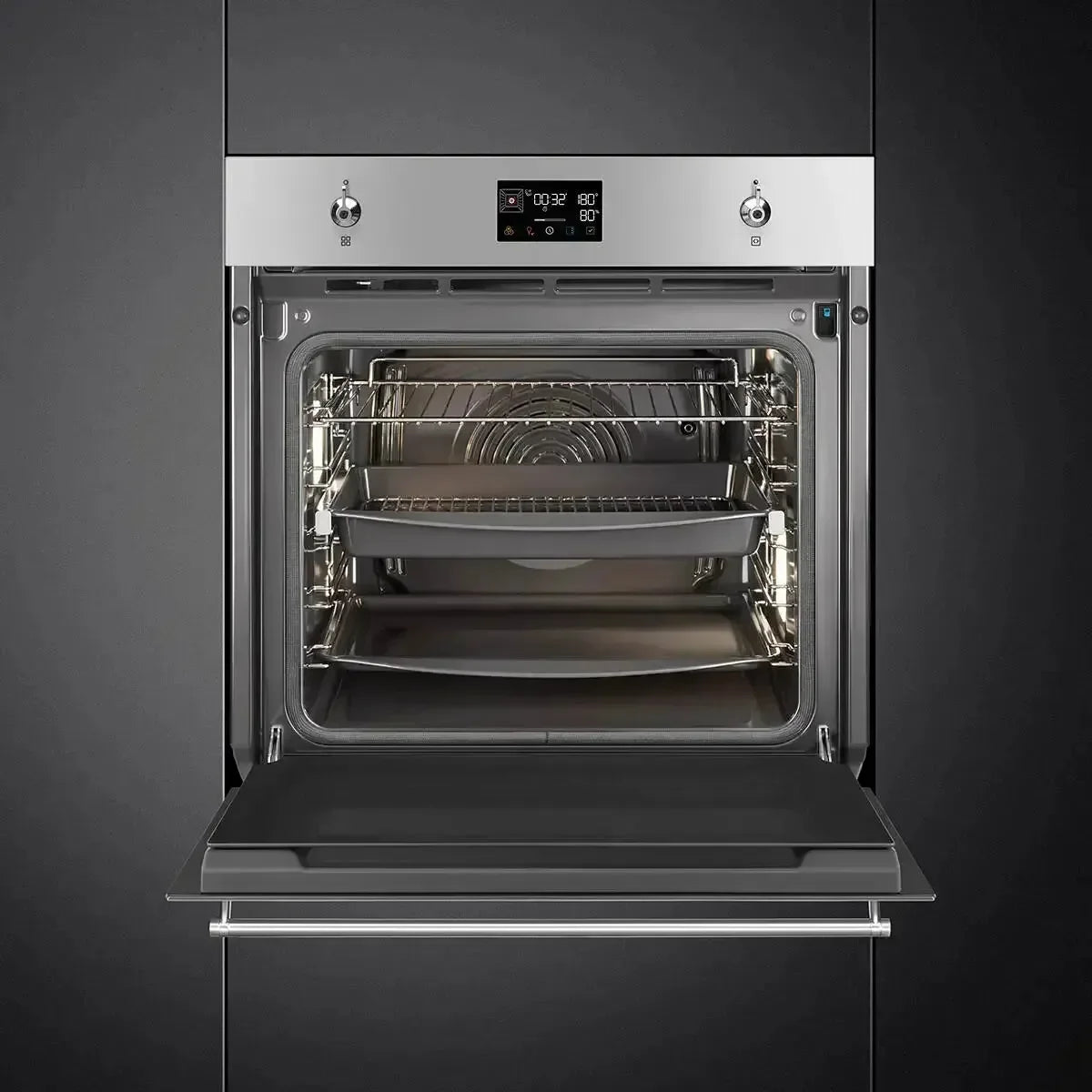 Falcon premium European Glass Black Upright 1100mm induction cooker with open oven