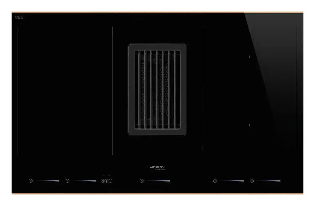 Smeg 80cm Induction Cooktop Integrated Rangehood Dolce Stil Novo - Black - HOBD682R1