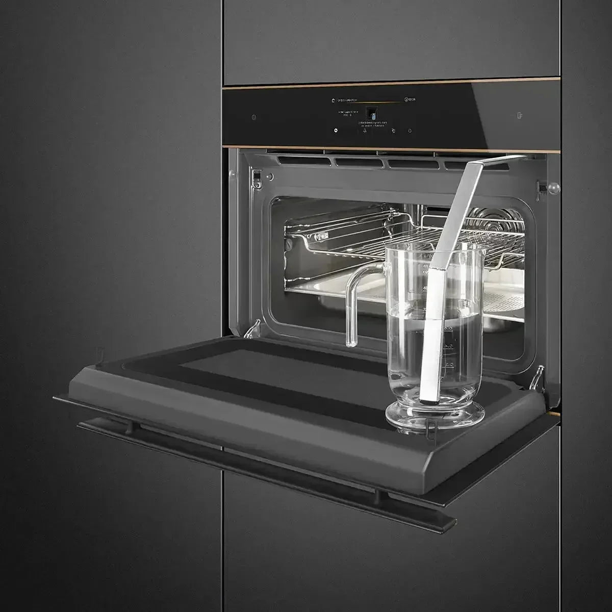 Falcon premium European glass black upright 1100mm induction cooker with open oven door