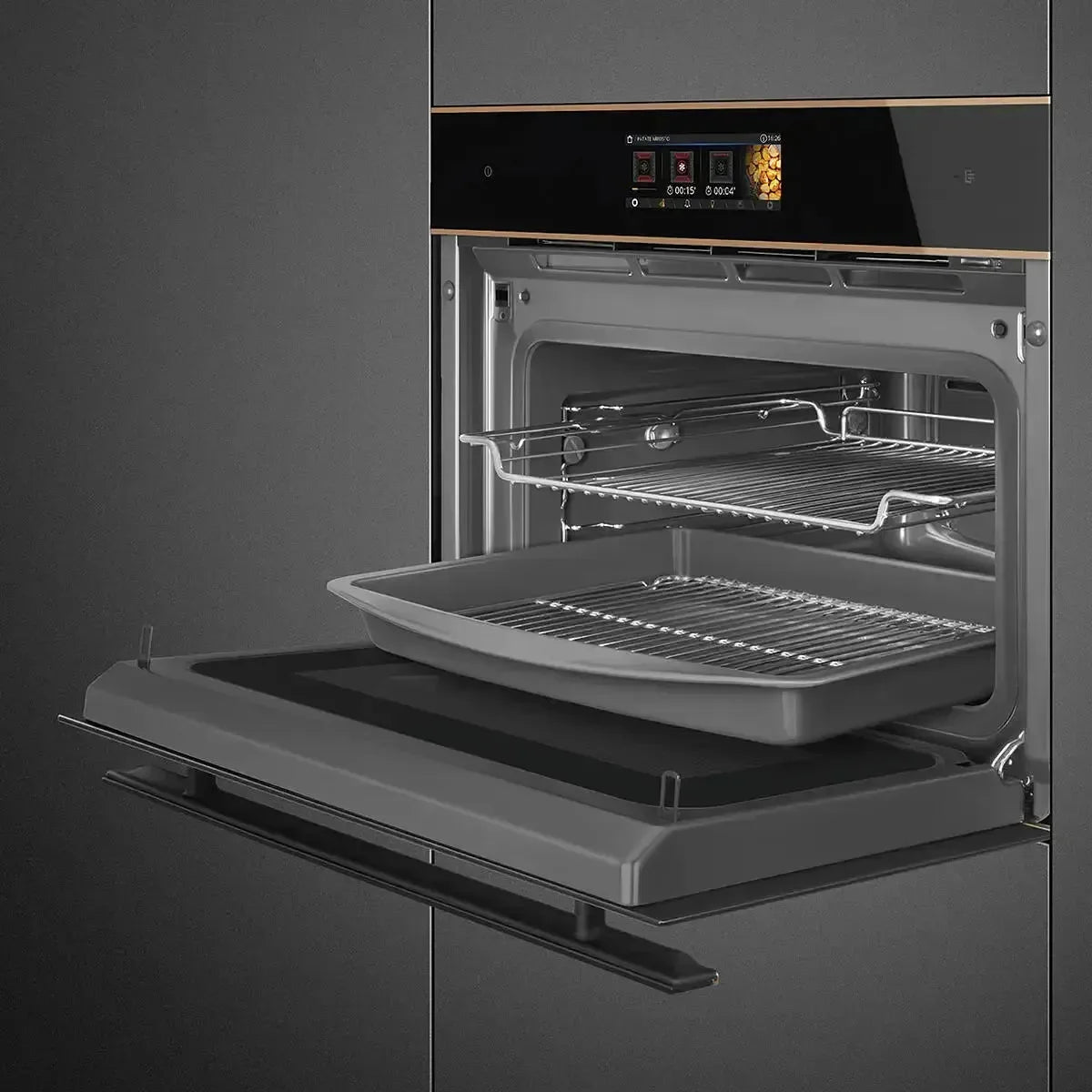 Smeg Dolce Stil Novo 45cm Combination Oven - Black SOA4606WAPNR