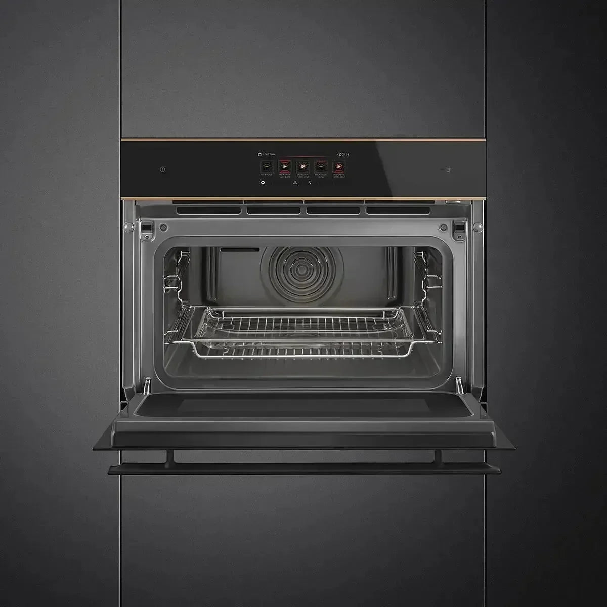 Falcon premium European glass black upright 1100mm induction cooker with open oven