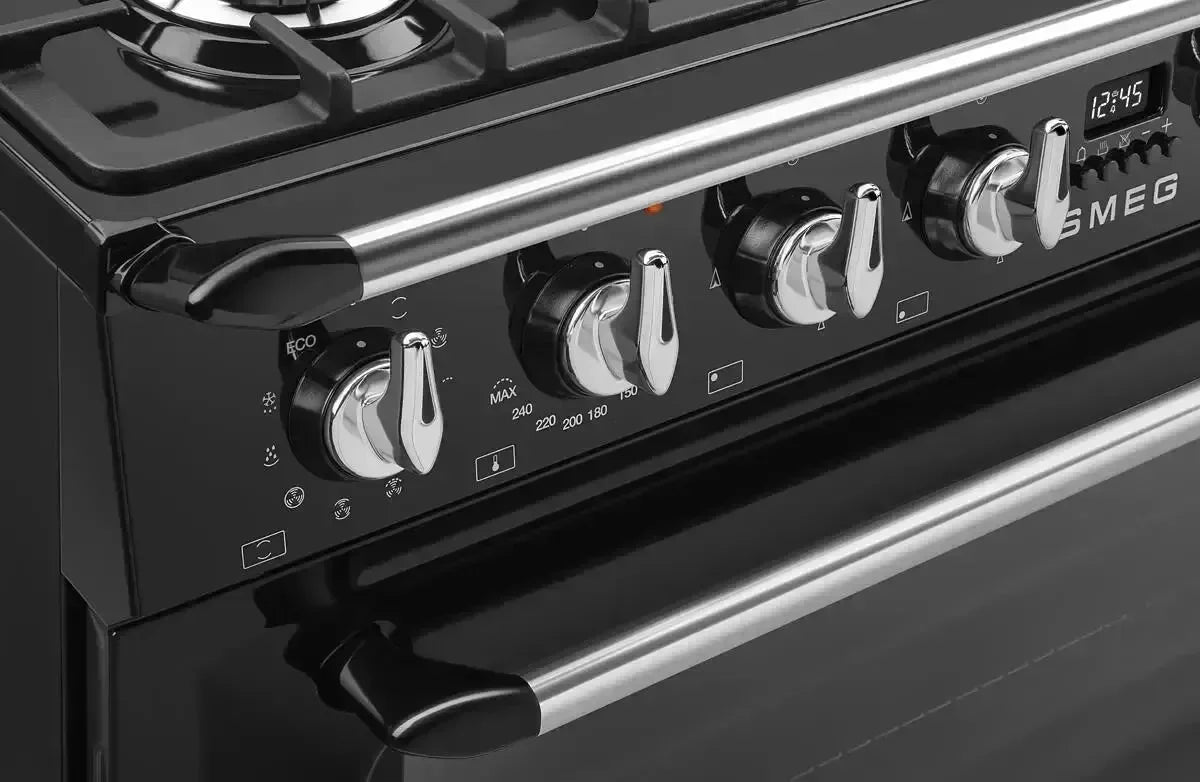 Falcon premium European glass black upright 1100mm induction cooker with sleek controls