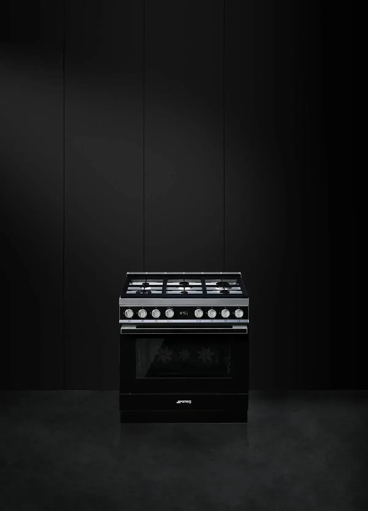 Falcon premium European glass black upright 1100mm induction cooker in sleek modern kitchen