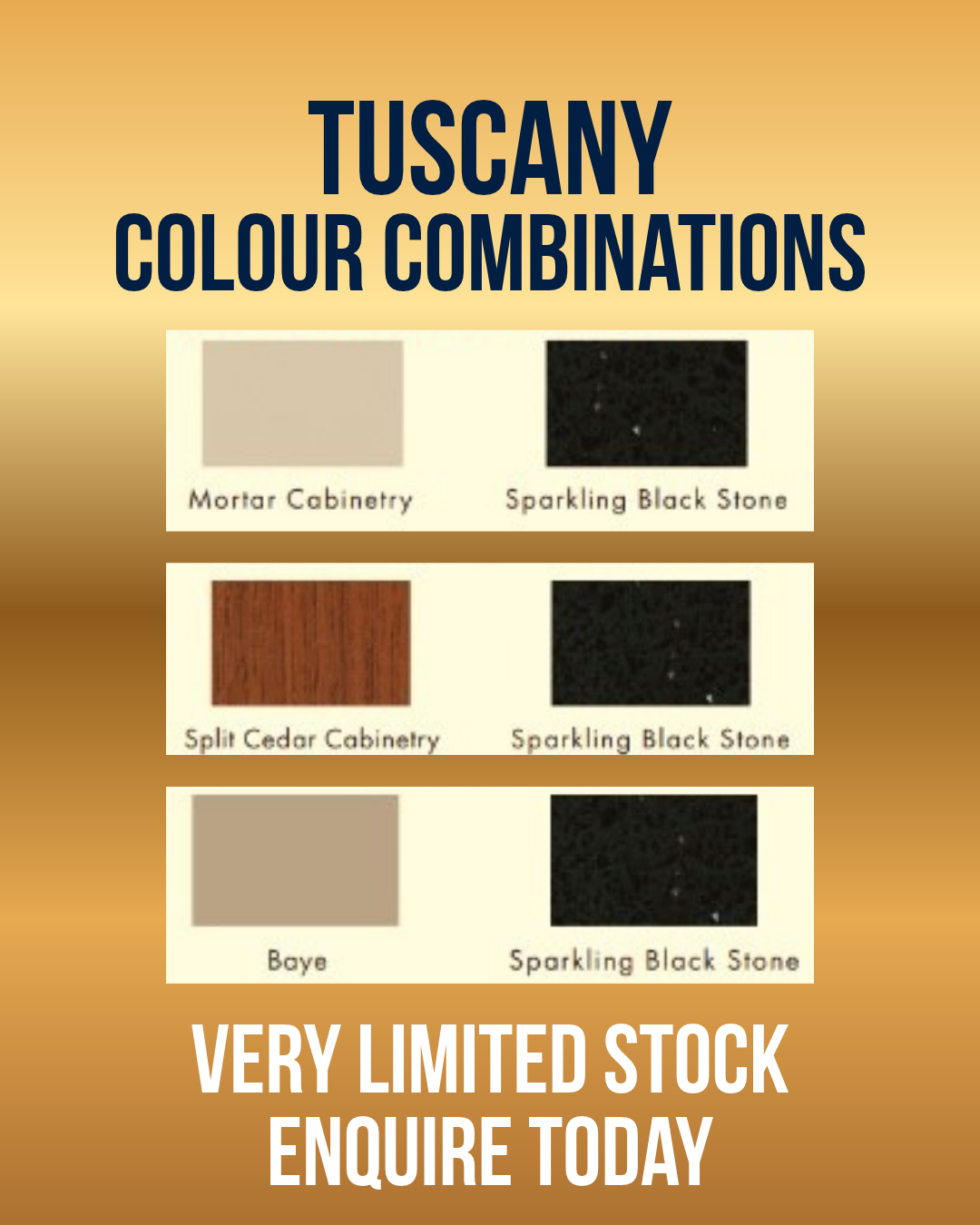 Promotion image detailing the 3 available colour combinations of the Tuscany from Euro Alfresco.