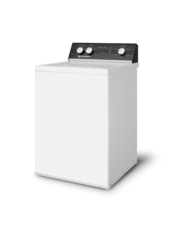 White top load washing machine with black control panel, ideal for modern home laundry needs