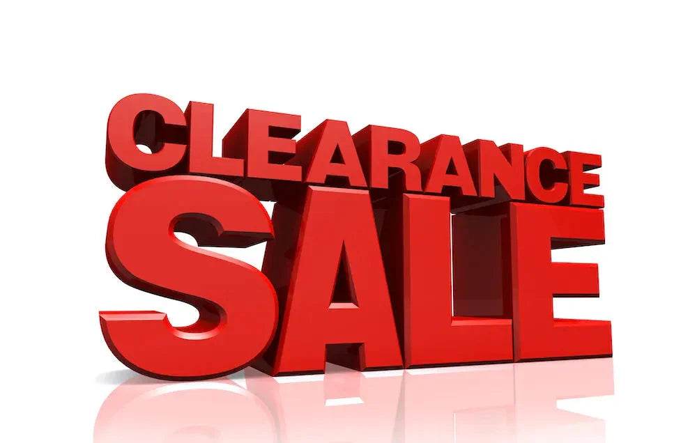 Clearance Sale - Bold red 3D text on white background for kitchen appliance deals