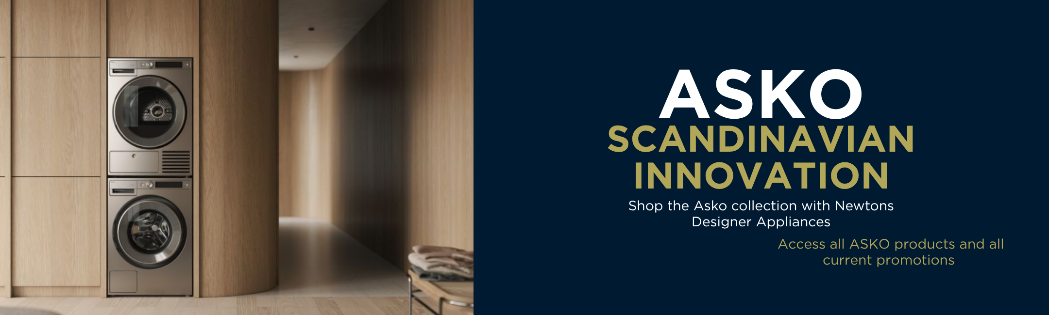 ASKO Scandinavian innovation laundry appliances in modern wood cabinetry, designer home solutions