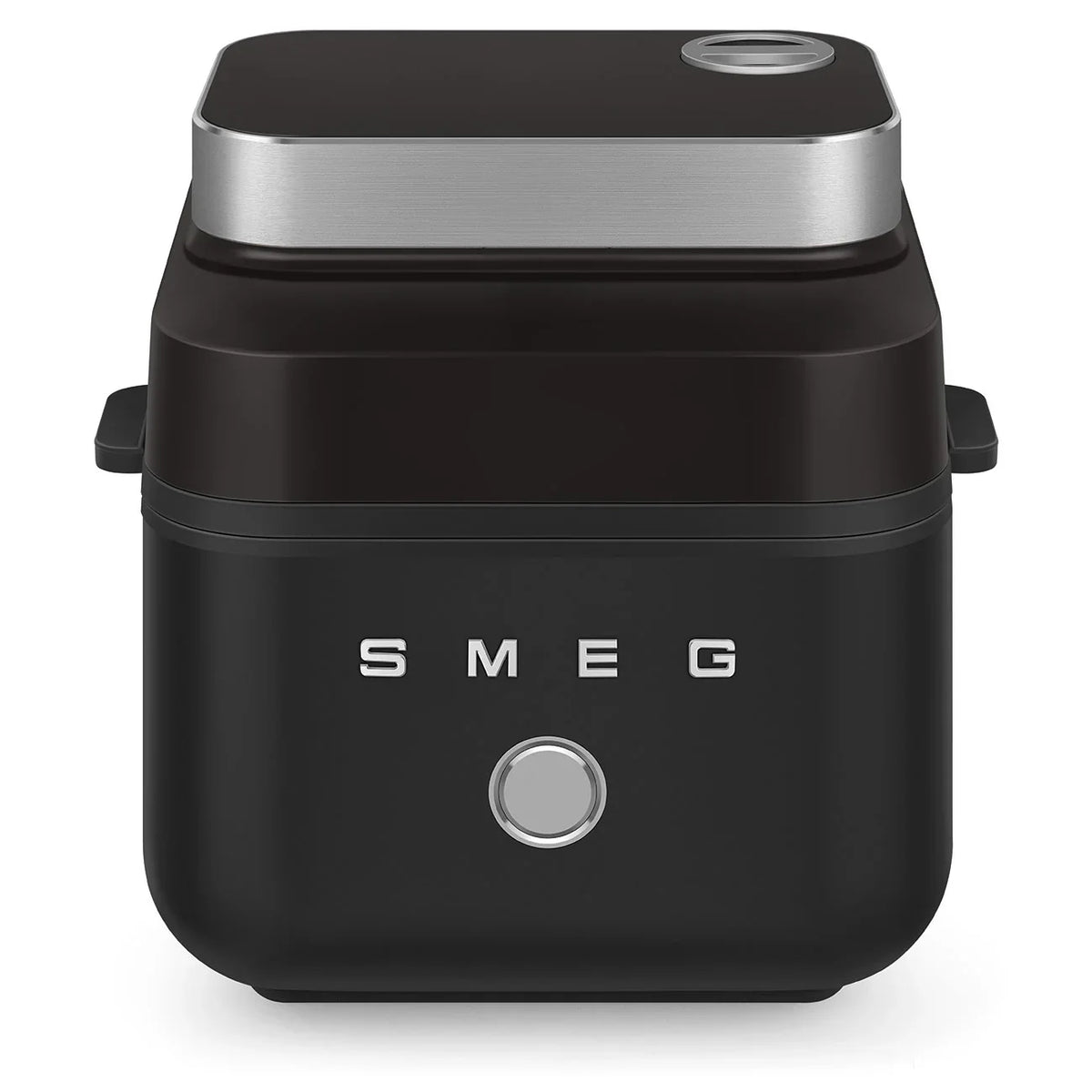 Smeg 7.3L Air Fryer in matte black with a silver top lid and control knob.