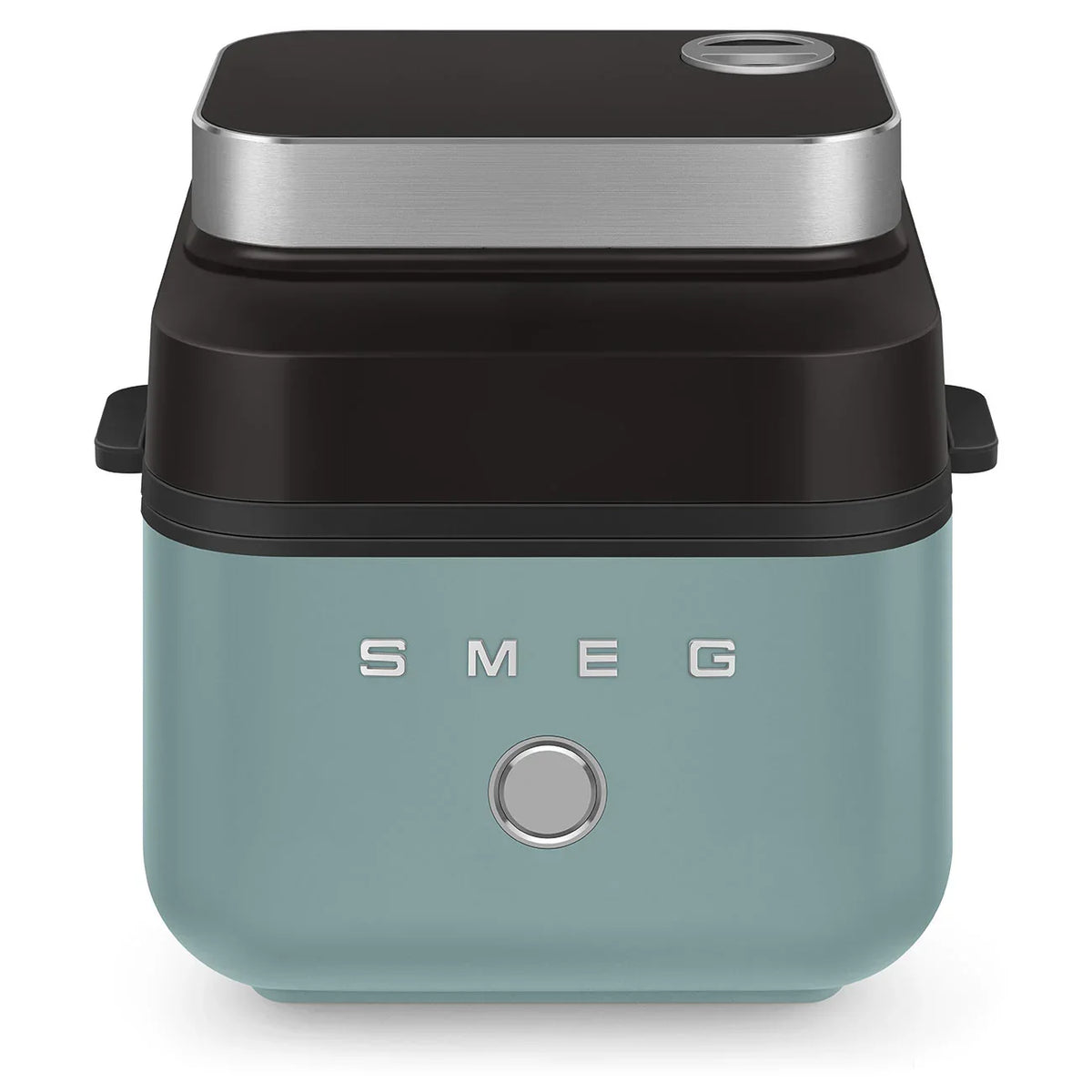 Smeg 7.3L Air Fryer in emerald green with a black top and silver accents.
