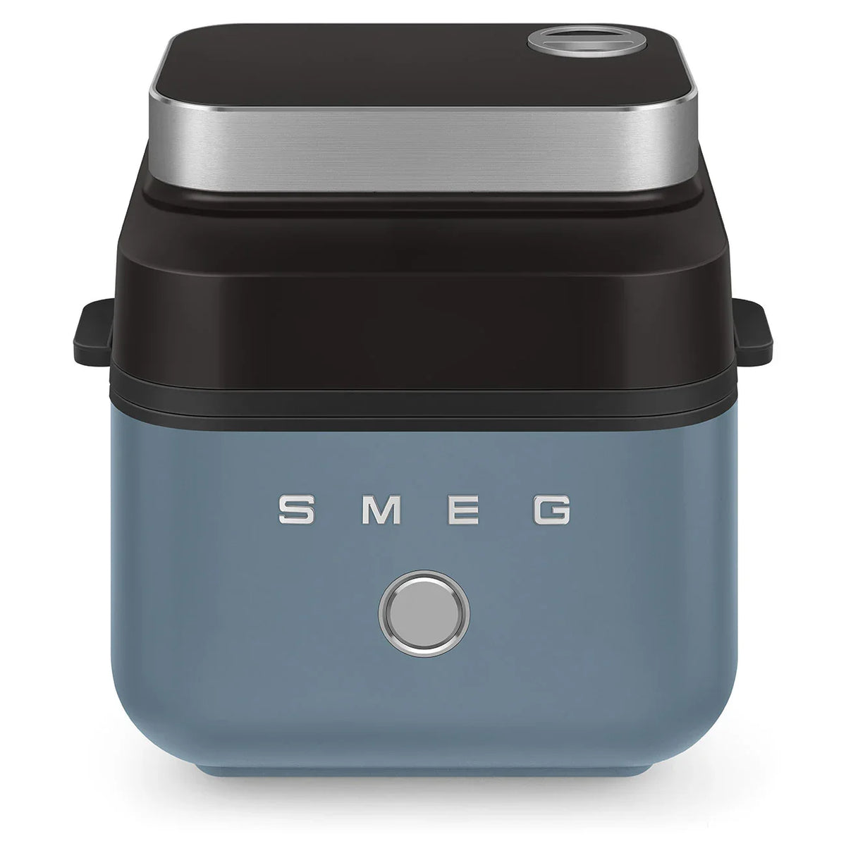 Smeg 7.3L Air Fryer in Storm Blue with a sleek black and silver finish.