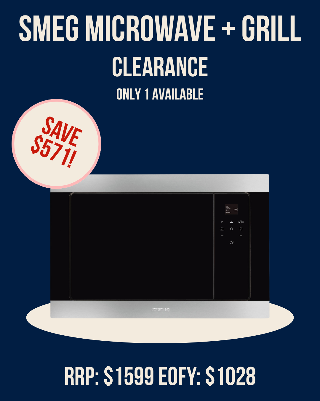 Smeg Built-in Microwave with Grill - FMIA320X2 *Ex-Display*