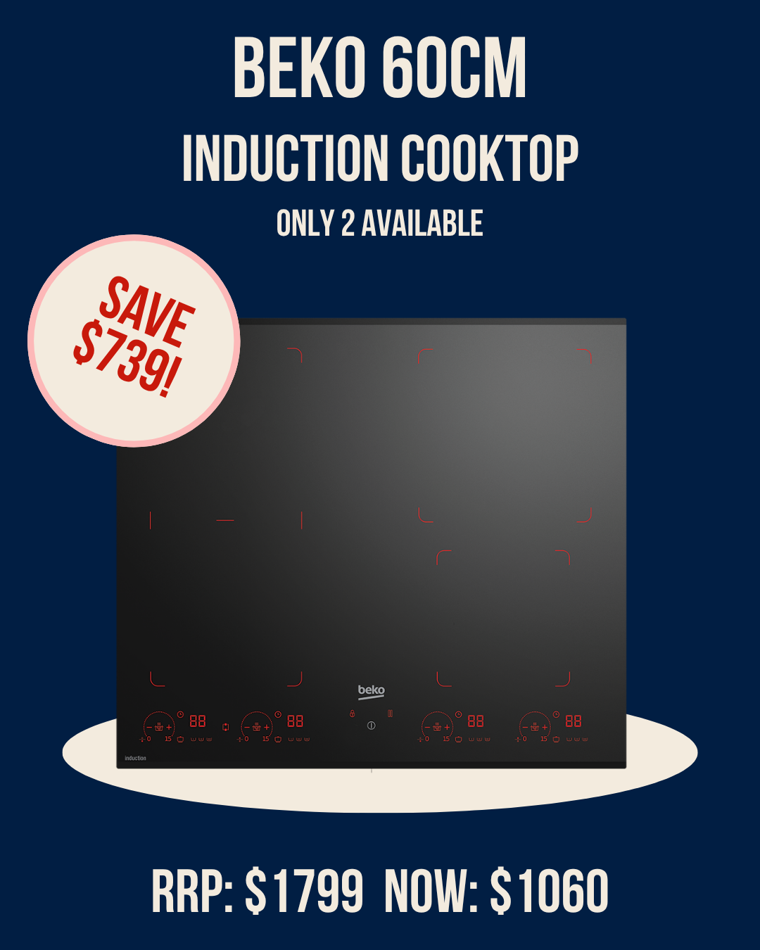 Beko 60cm Induction cooktop - BCT603IG *Clearance*