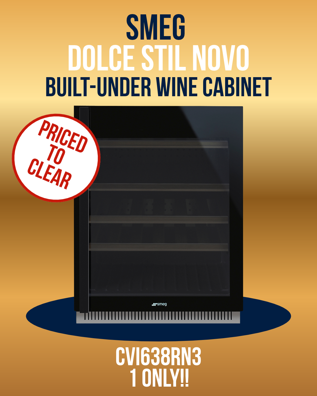 Smeg 60cm Built-under Dolce Stil Novo Wine Cellar (38 Bottle) - CVI638RN3
