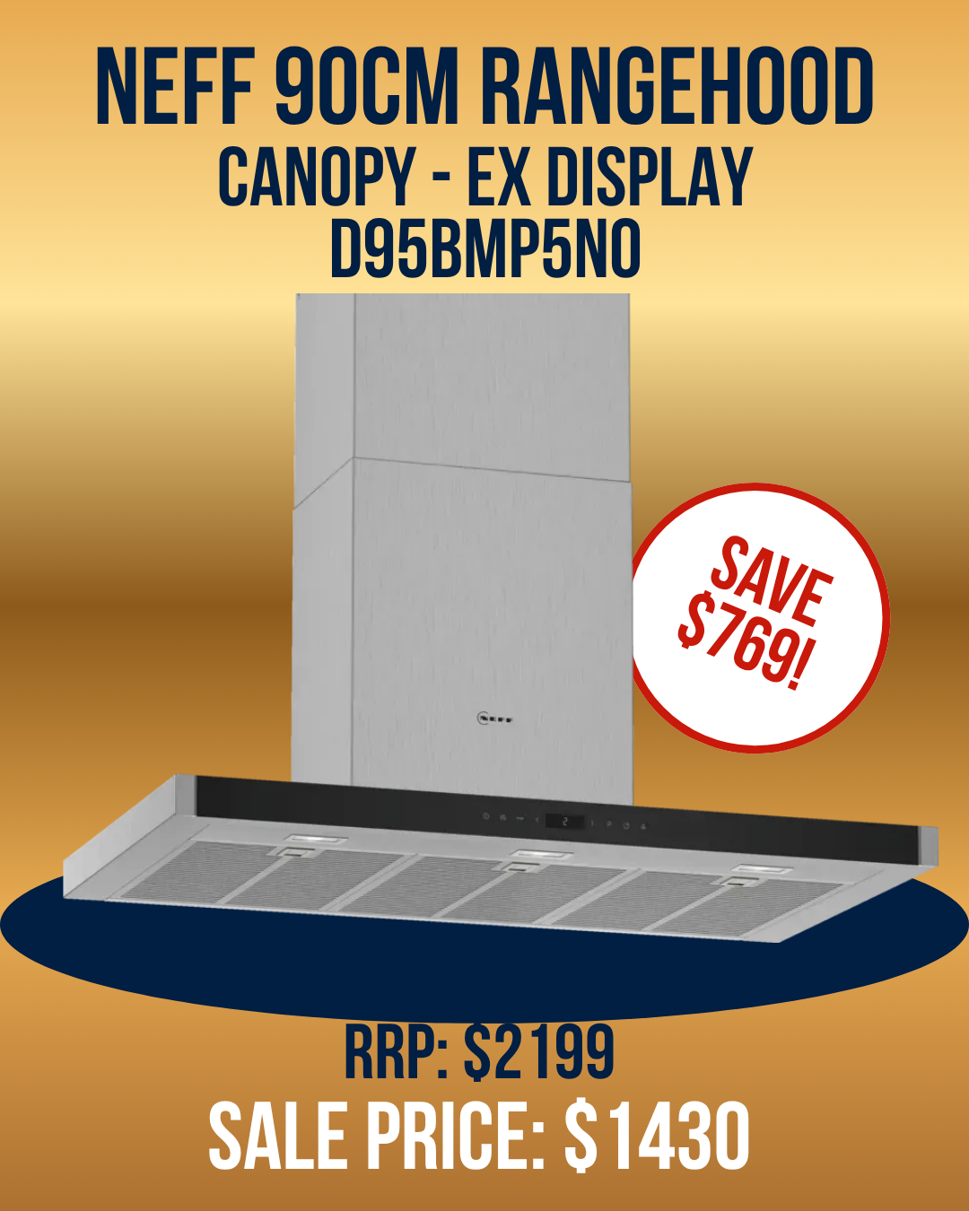 Neff 90cm Canopy Rangehood Stainless Steel - N70 D95BMP5N0 *Ex-Display Clearance*