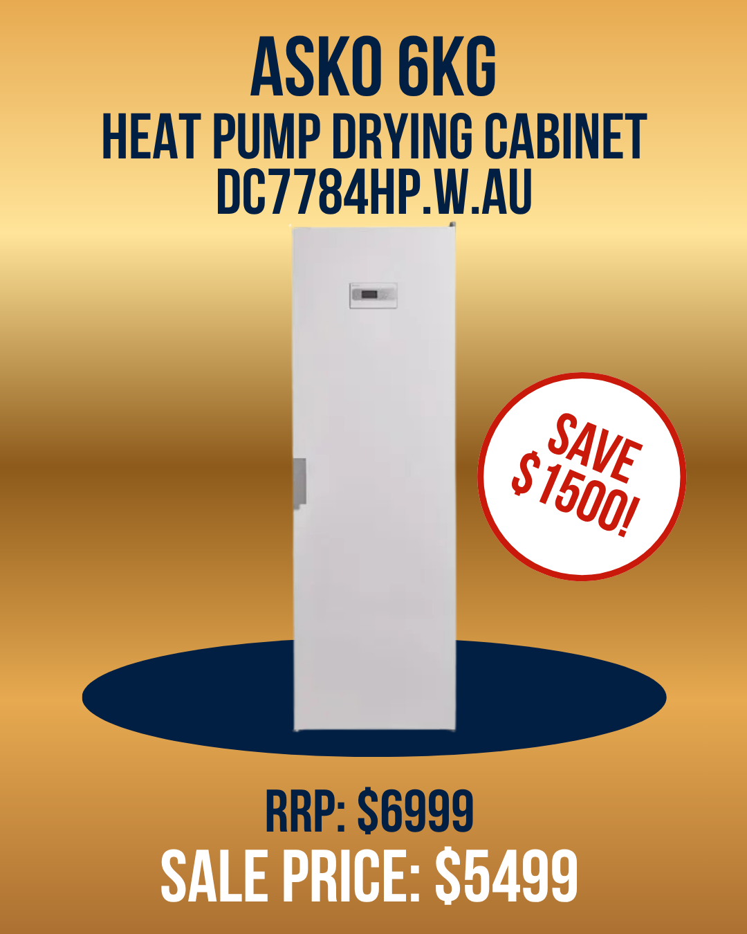 ASKO 6kg Heat Pump Drying Cabinet - White DC7784HP.W.AU