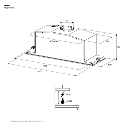 AEG 86cm Integrated Rangehood - Dark Stainless Steel